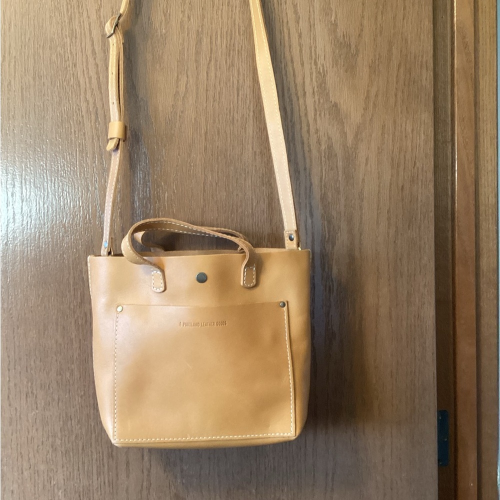 Portland Leather mini crossbody tote.